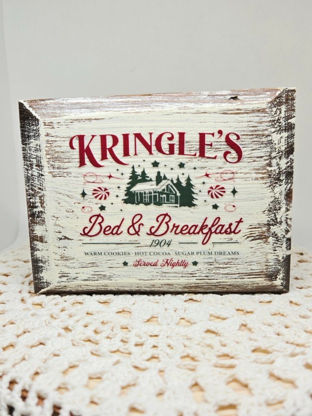 Handcrafted Christmas Shelf Sitter, Tiered Tray Decor Kringle's Bed & Breakfast